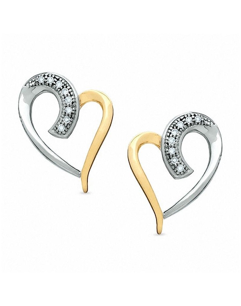 Orecchini Cuore Oro Bicolore con diamanti