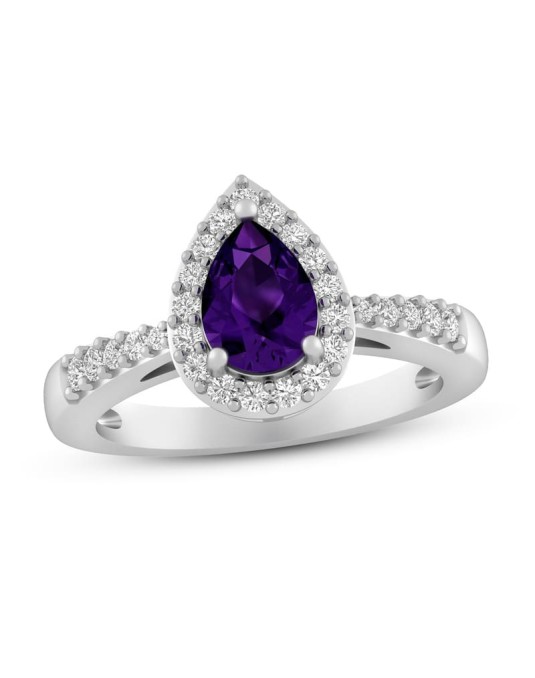 Anello Elegante Ametista e Diamanti