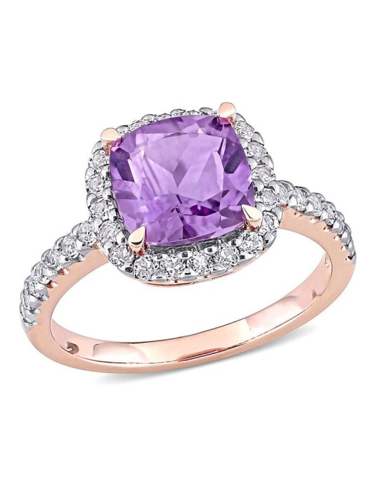 Anello Modello Halo Con Ametista