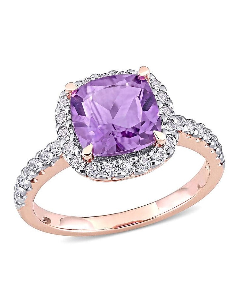 Anello Modello Halo Con Ametista