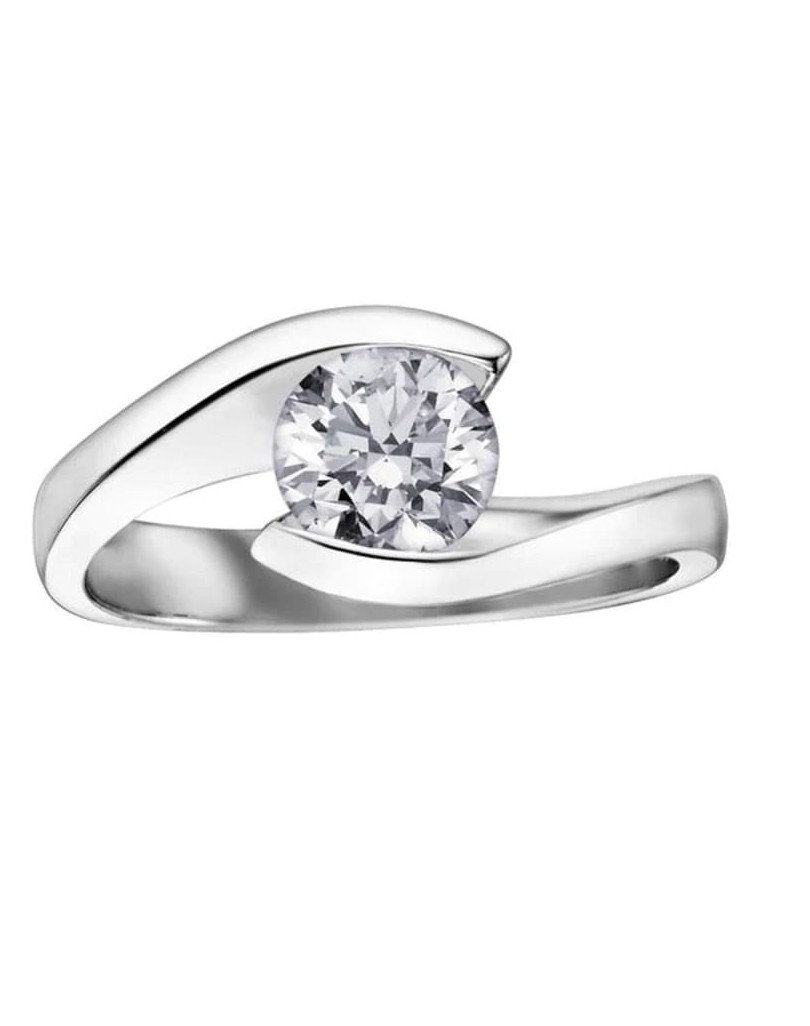 Anello Contrarie Modello Tiffany con Diamante