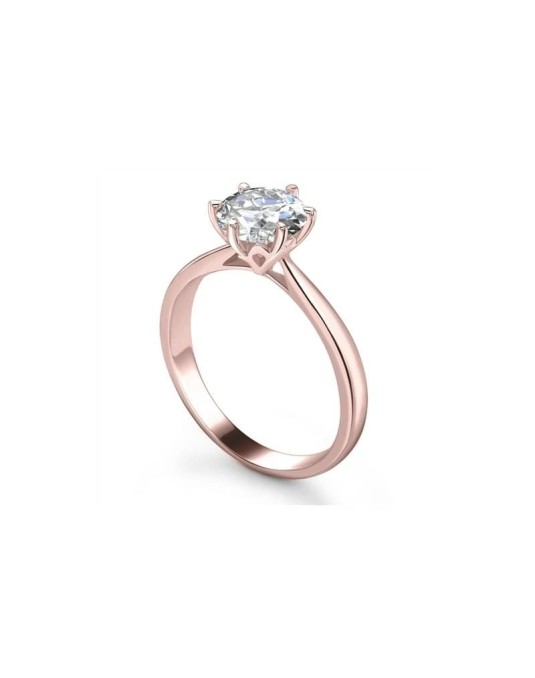 Anello Solitario Fidanzamento Fatto a Mano in Oro Rosa