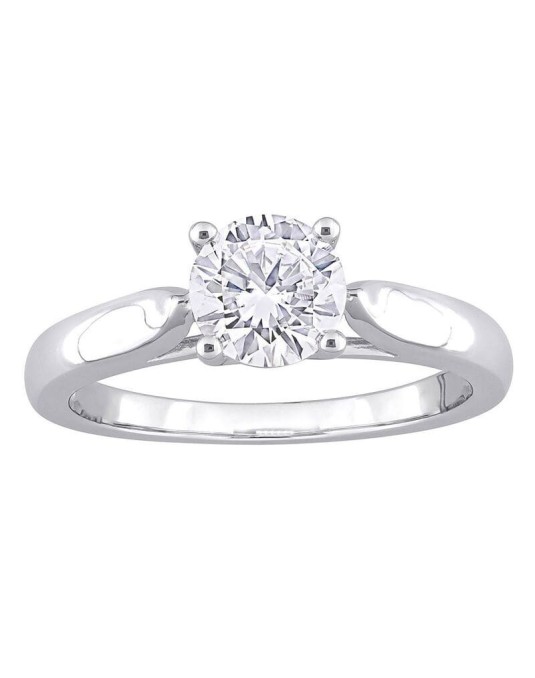 Anello Con Diamante Naturale in Oro Bianco