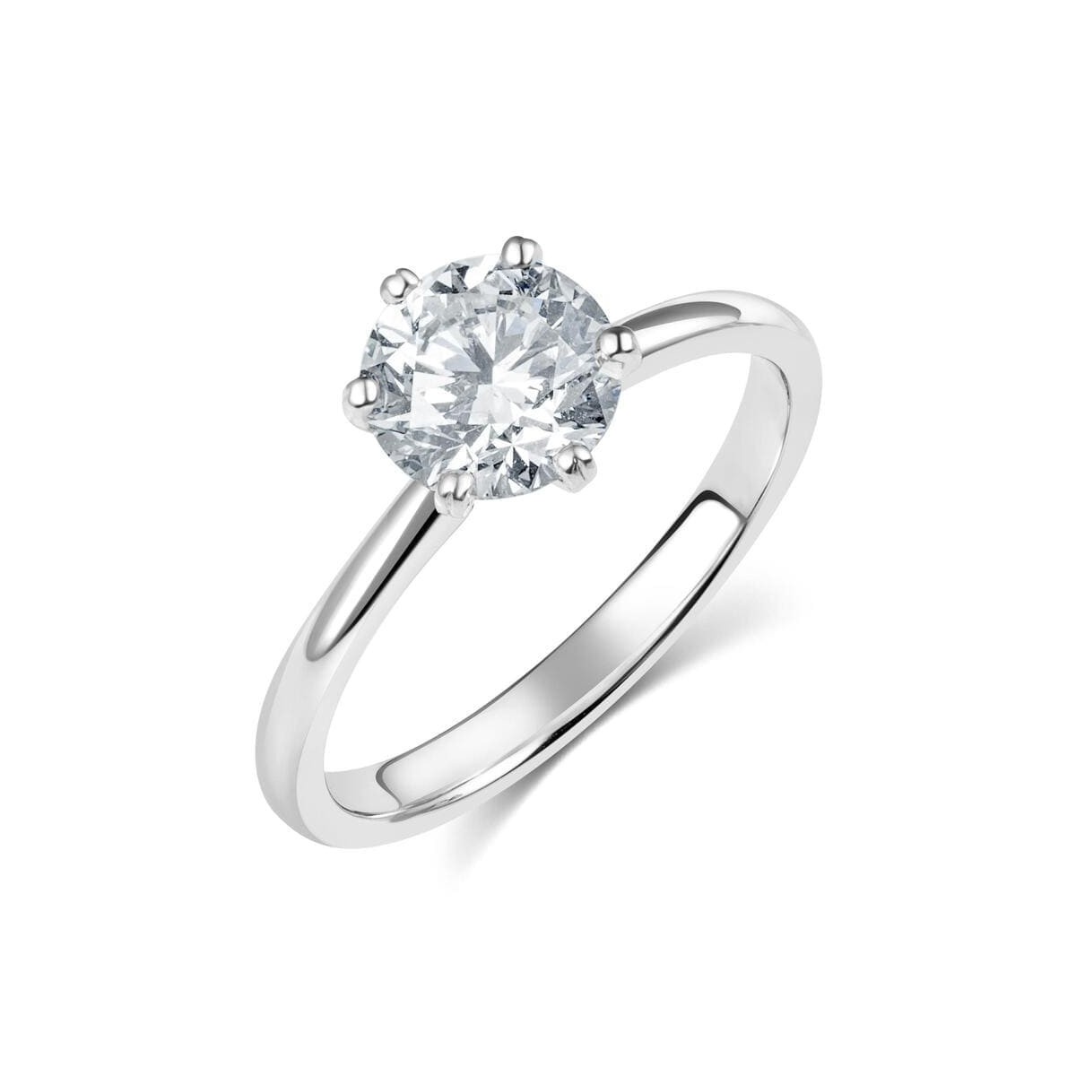 Anello Solitario con Diamante Naturale in Oro Bianco