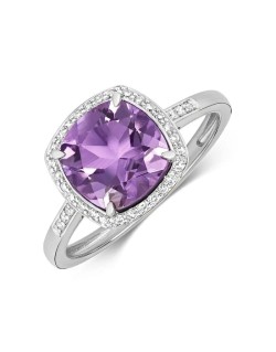 Anello Halo con Ametista Centrale
