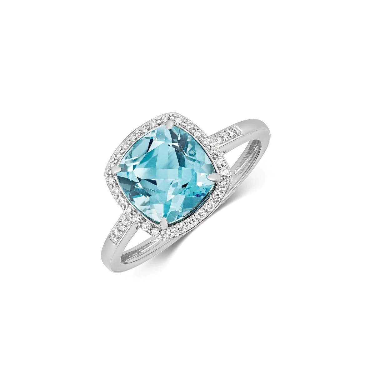 Anello Halo con Acquamarina Centrale