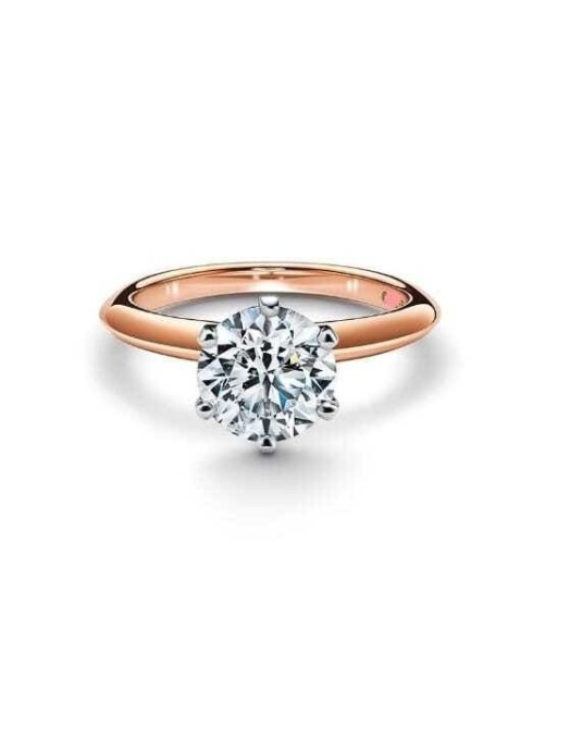 Anello Solitario in Oro Rosa Diamante Naturale