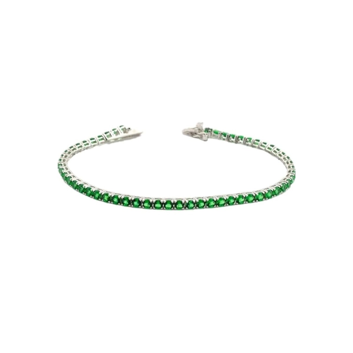 Bracciale Tennis Con Smeraldi in Oro Bianco