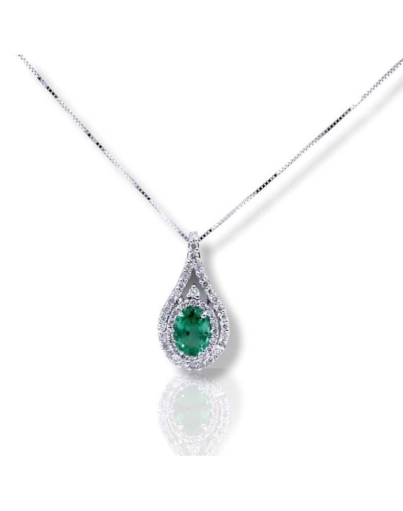 Collana Con Smeraldo E Diamanti