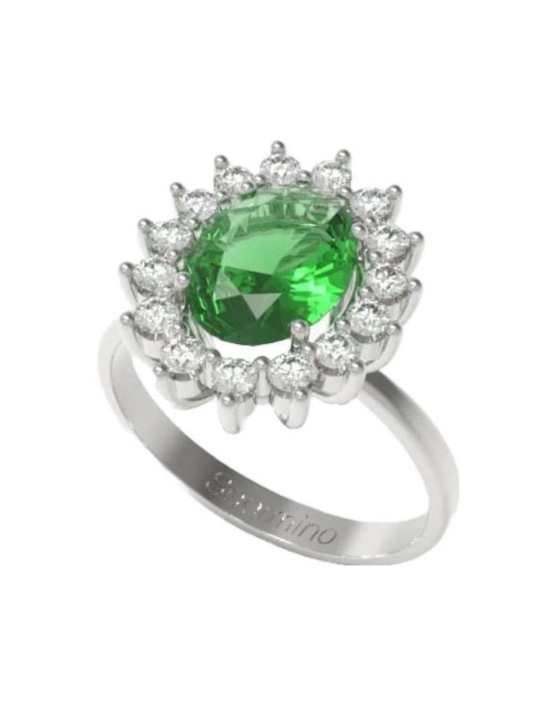 Anello Con Smeraldo e Diamanti Naturali