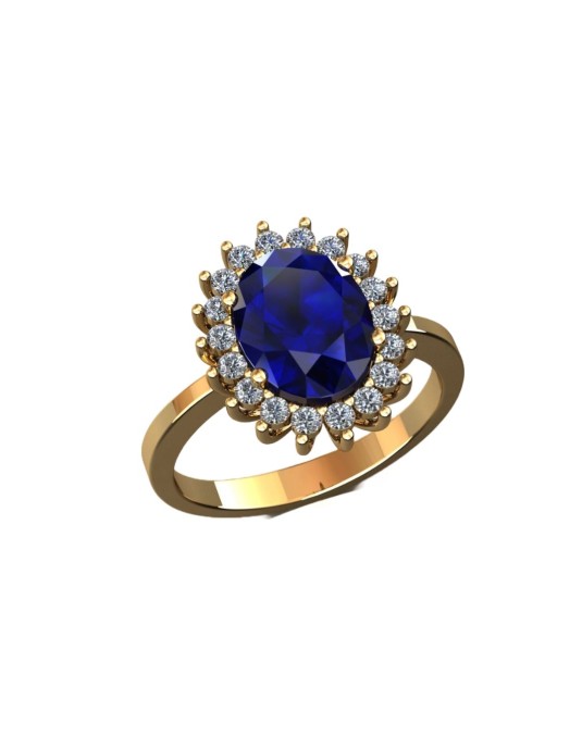 Anello Halo con Zaffiro Centrale