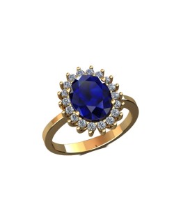 Anello Halo con Zaffiro Centrale