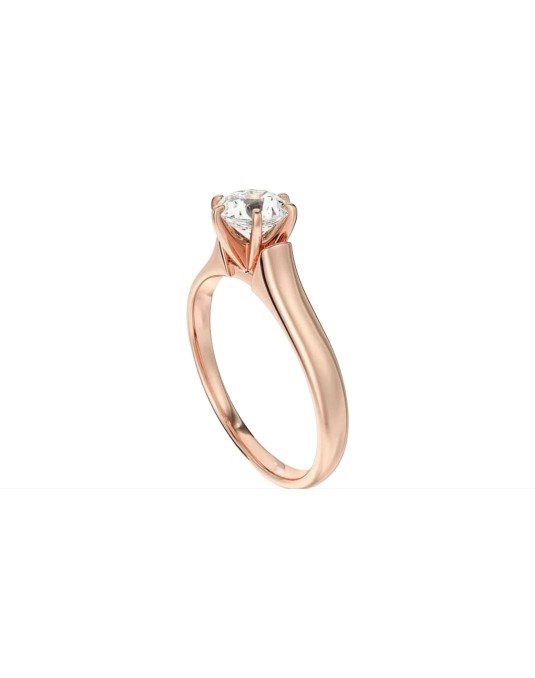 Anello Oro Rosa con Diamante Naturale
