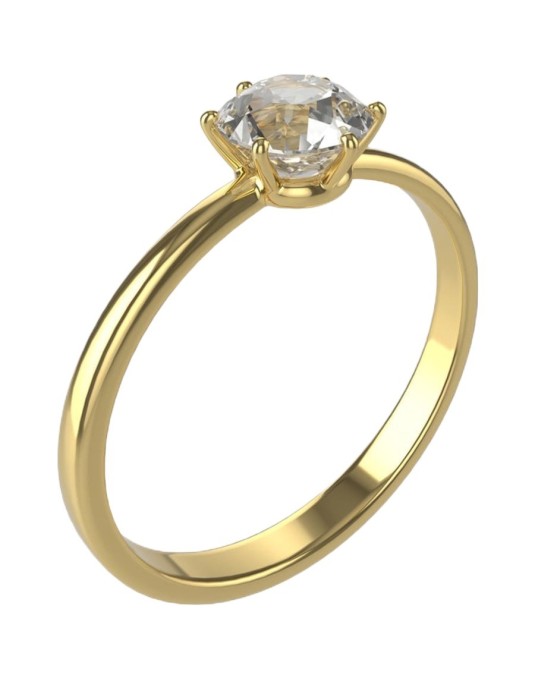 Anello Oro Giallo con Diamante Naturale