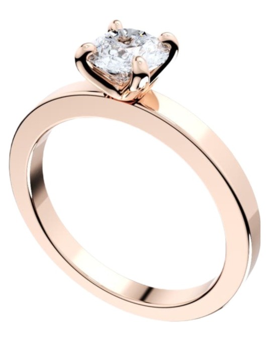 Anello Oro Rosa 4 Griffe con Diamante Naturale