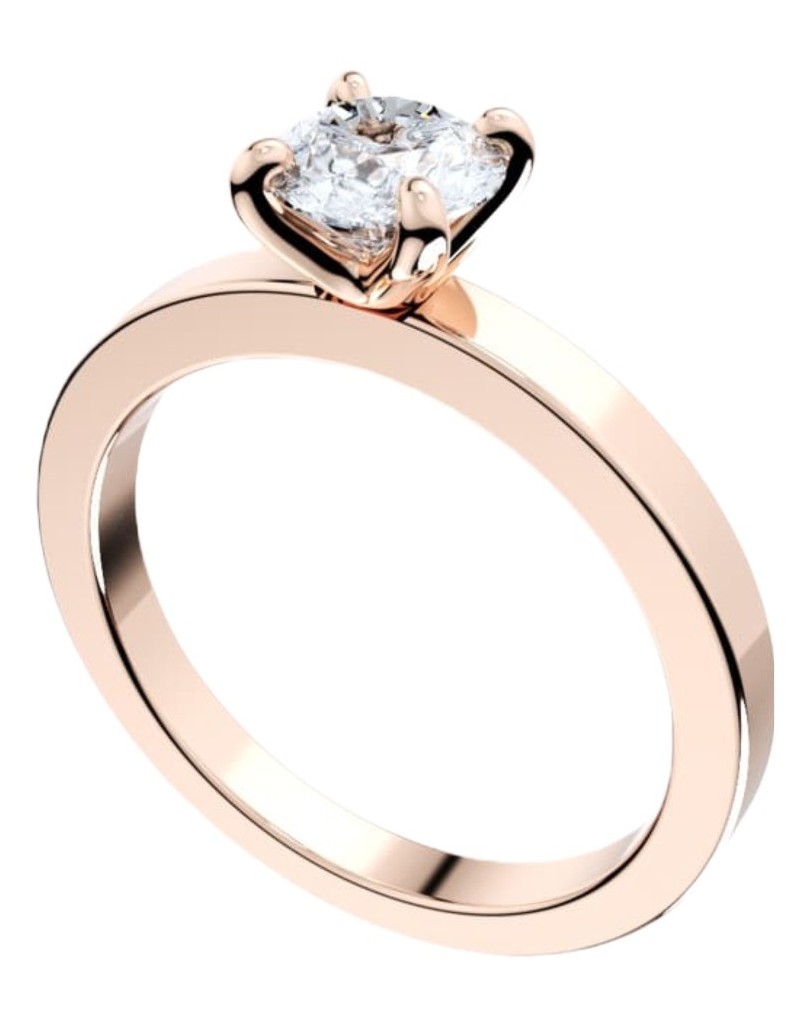 Anello Oro Rosa 4 Griffe con Diamante Naturale