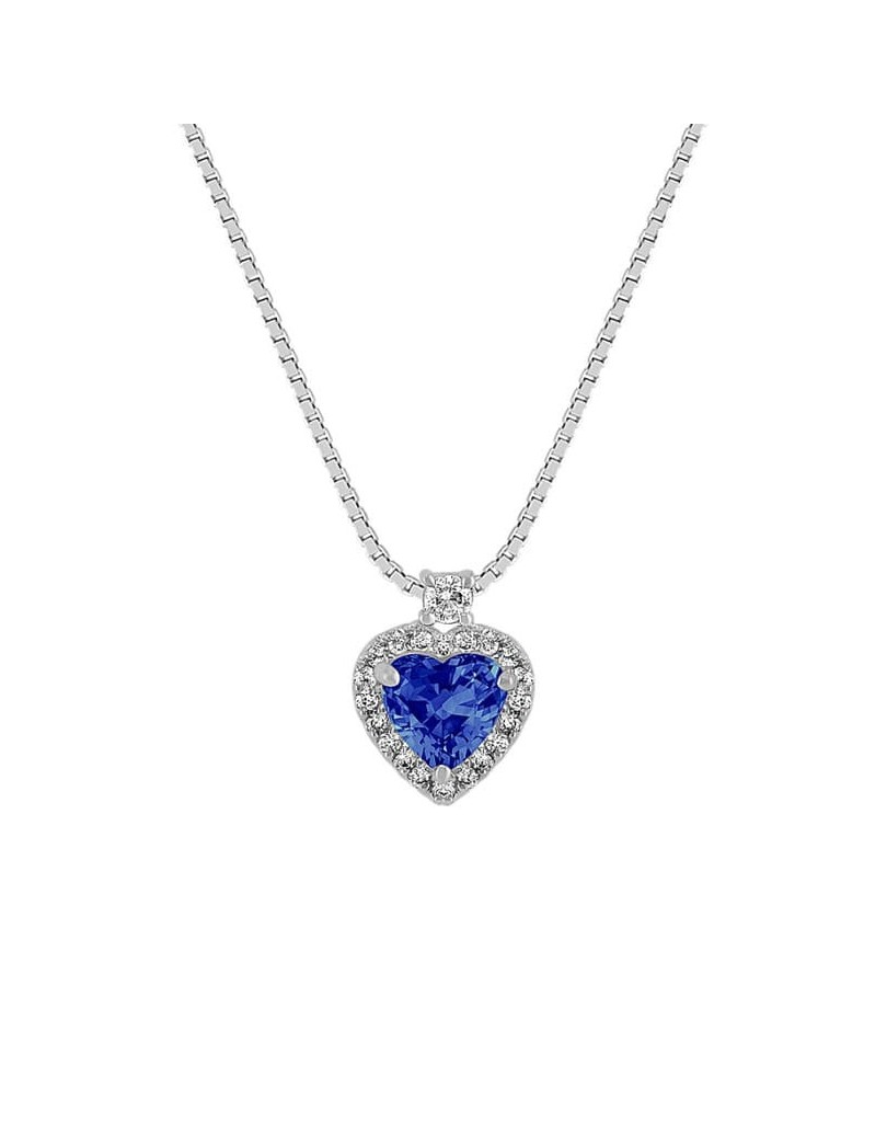 Ciondolo Zaffiro Taglio Cuore e Diamanti Naturali