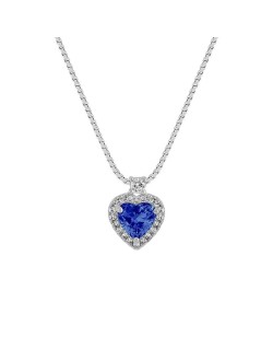 Ciondolo Zaffiro Taglio Cuore e Diamanti Naturali