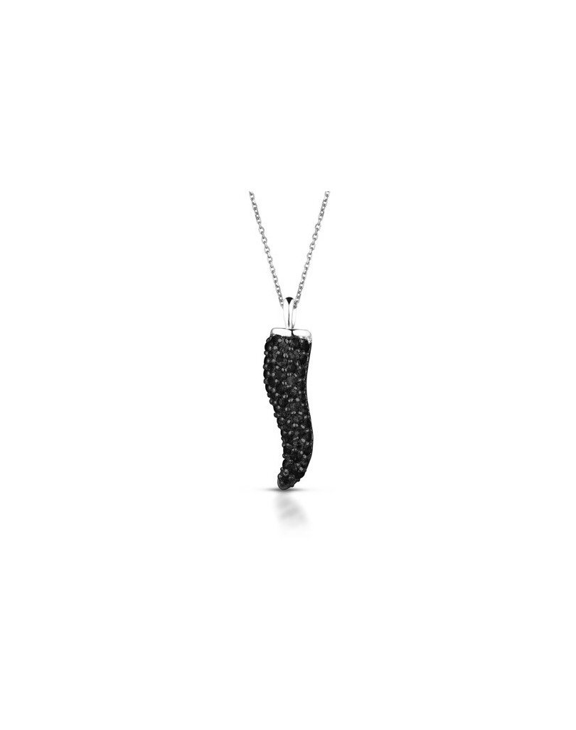 CIONDOLO FANTASIA IN ORO BIANCO 18 K CON DIAMANTI NERI NATURALI E VVS
