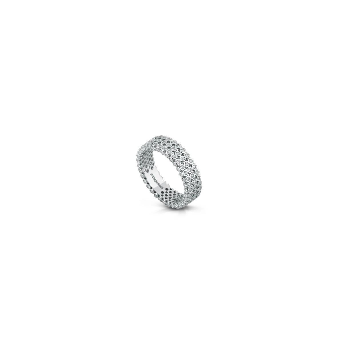 Anello Veretta A 3 File con Diamanti