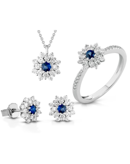 Parure Floreale Zaffiri e Diamanti