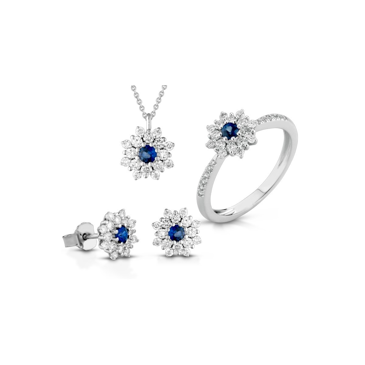 Parure Floreale Zaffiri e Diamanti