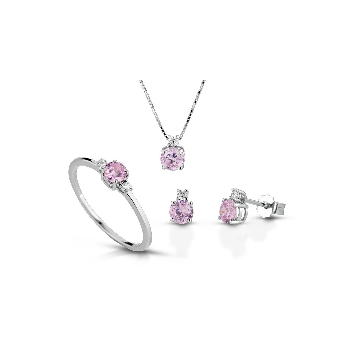 Parure Quarzo Rosa e Diamanti