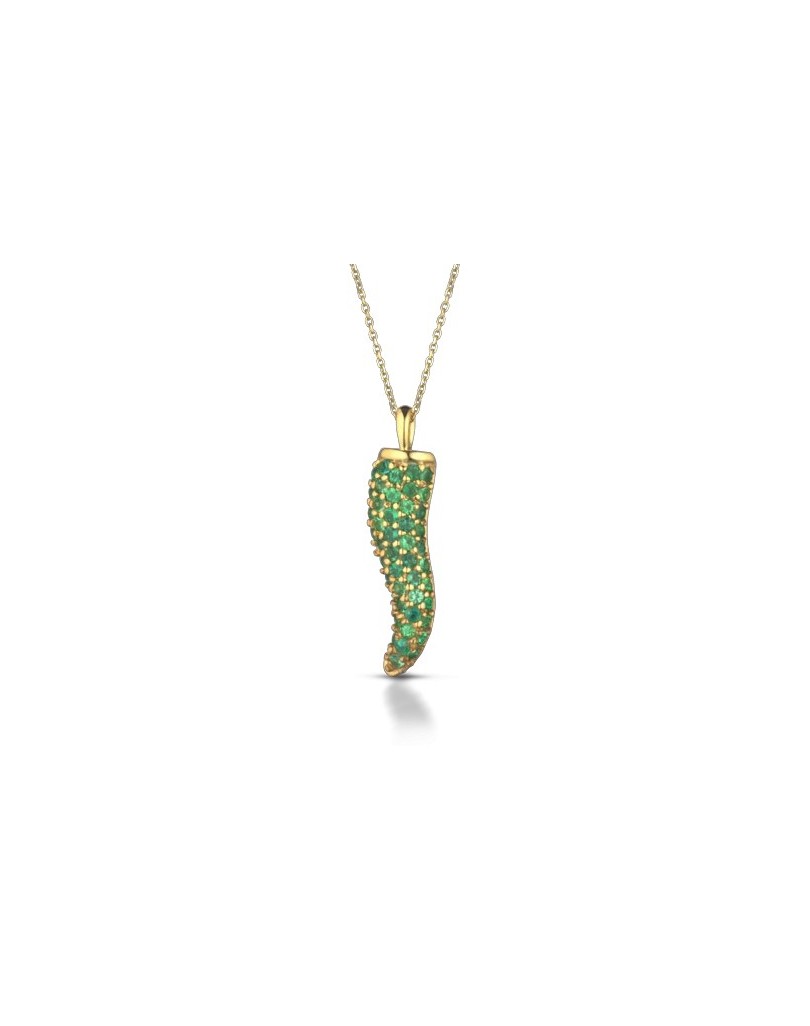 CIONDOLO FANTASIA IN ORO GIALLO 18 K CON SMERALDI NATURALI E VVS