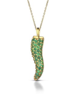 CIONDOLO FANTASIA IN ORO GIALLO 18 K CON SMERALDI NATURALI E VVS
