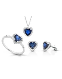 Parure Cuore Zaffiri Blu e Diamanti