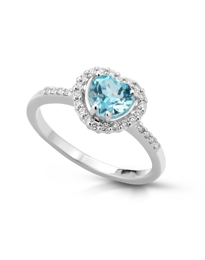 Anello Topazio Cuore e Diamanti