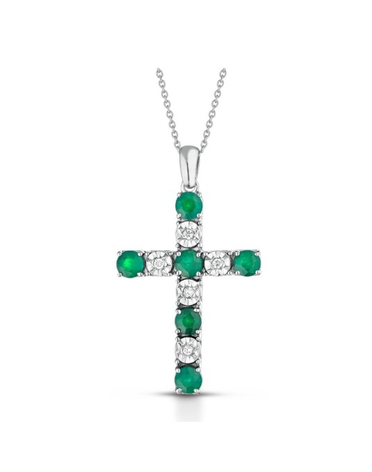 Croce Smeraldi e Diamanti Naturali