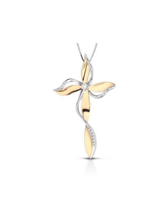 Croce Elegante Donna Diamanti Naturali