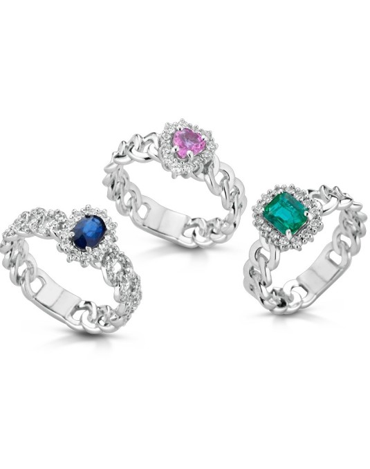 Parure Colore Con 3 Pietre Preziose