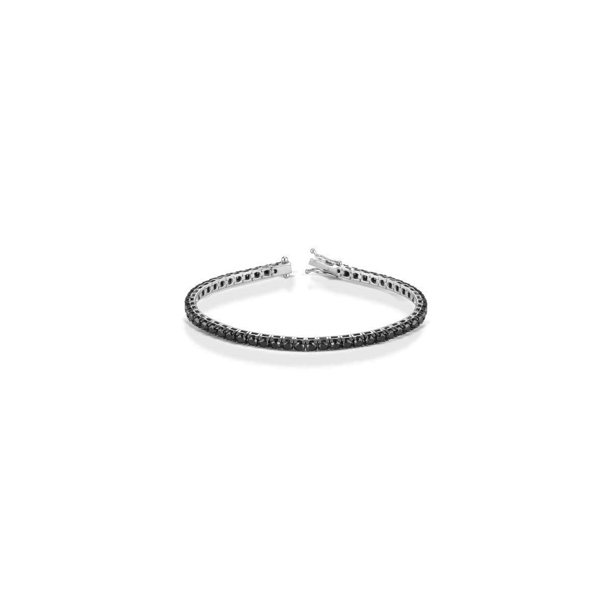 BRACCIALE TENNIS UOMO ORO BIANCO 18 K CON DIAMANTI NERI NATURALI