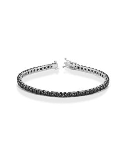 BRACCIALE TENNIS UOMO ORO BIANCO 18 K CON DIAMANTI NERI NATURALI