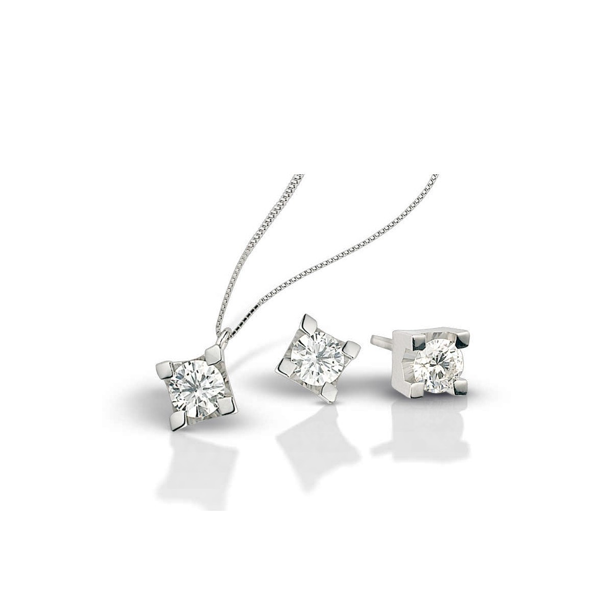 Parure Con Ciondolo ed Orecchini Con Diamanti Naturali
