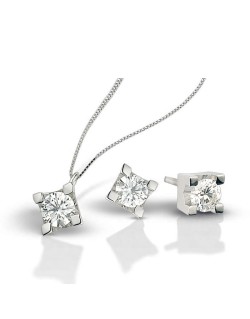 Parure Con Ciondolo ed Orecchini Con Diamanti Naturali