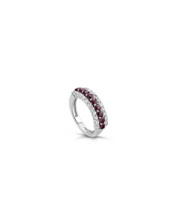 Anello Veretta Rubini e Diamanti in Oro Bianco