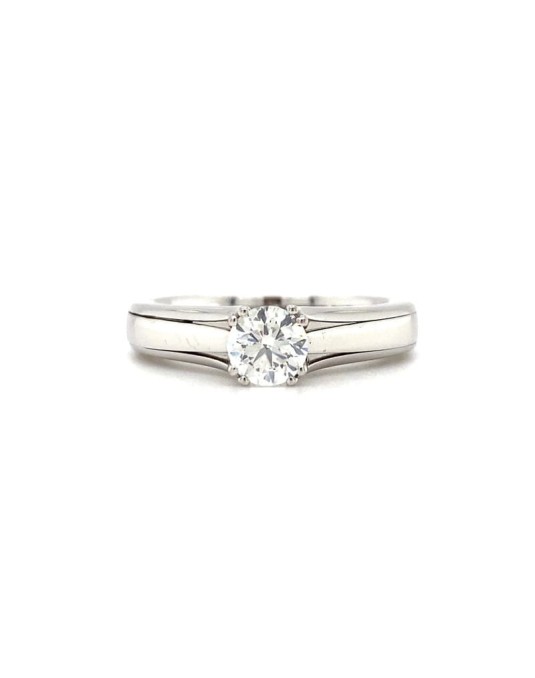 Anello Oro Bianco e Diamante Solitario Naturale
