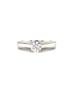 Anello Oro Bianco e Diamante Solitario Naturale