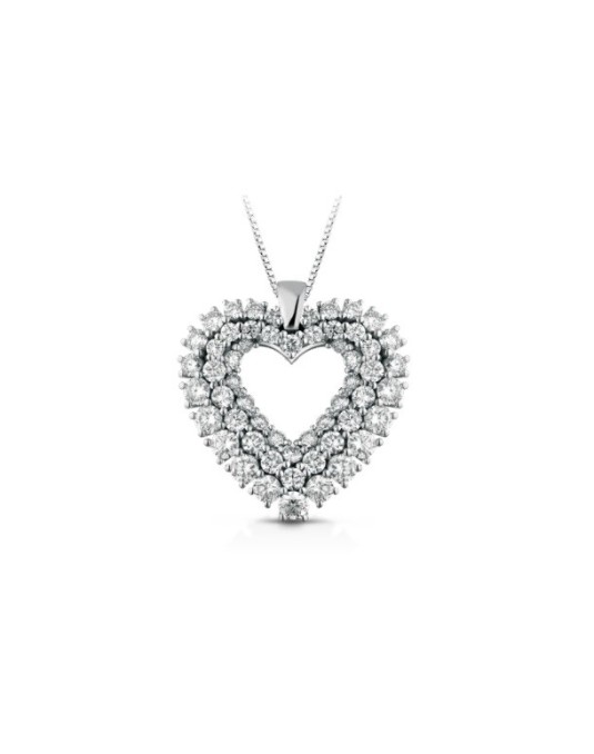 Ciondolo Cuori di Diamanti in Oro Bianco