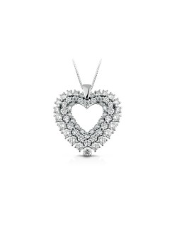 Ciondolo Cuori di Diamanti in Oro Bianco