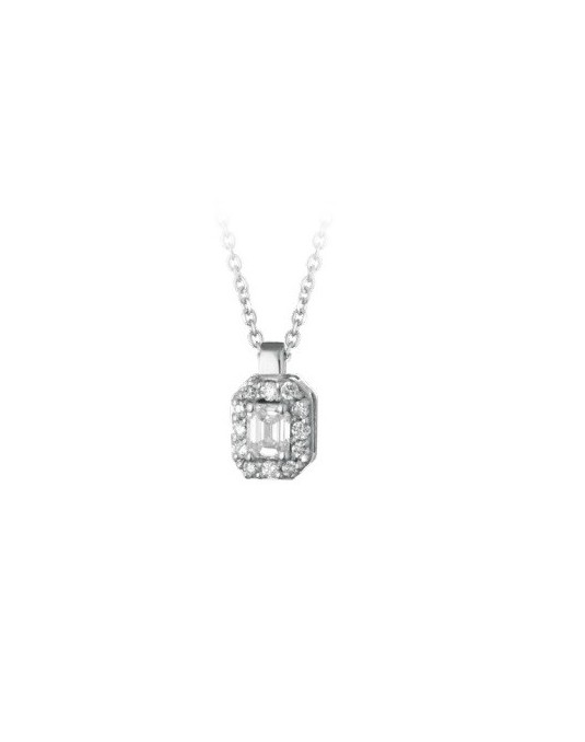 Ciondolo Ottagonale di Diamanti in Oro Bianco