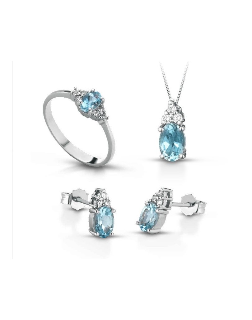 Parure Acquamarina Ovale e Diamanti