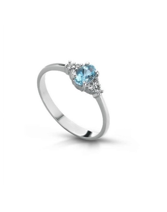 Anello Acquamarina Ovale in Oro Bianco