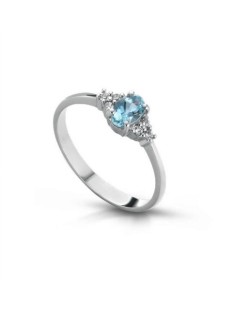 Anello Acquamarina Ovale in Oro Bianco