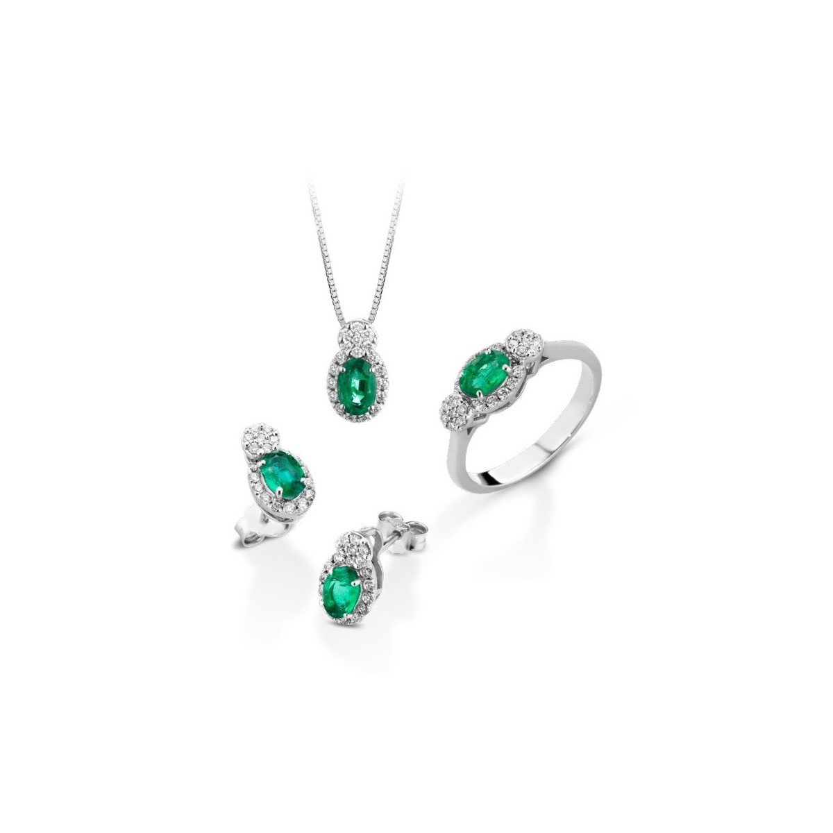 Parure Smeraldo Ovale e Diamanti