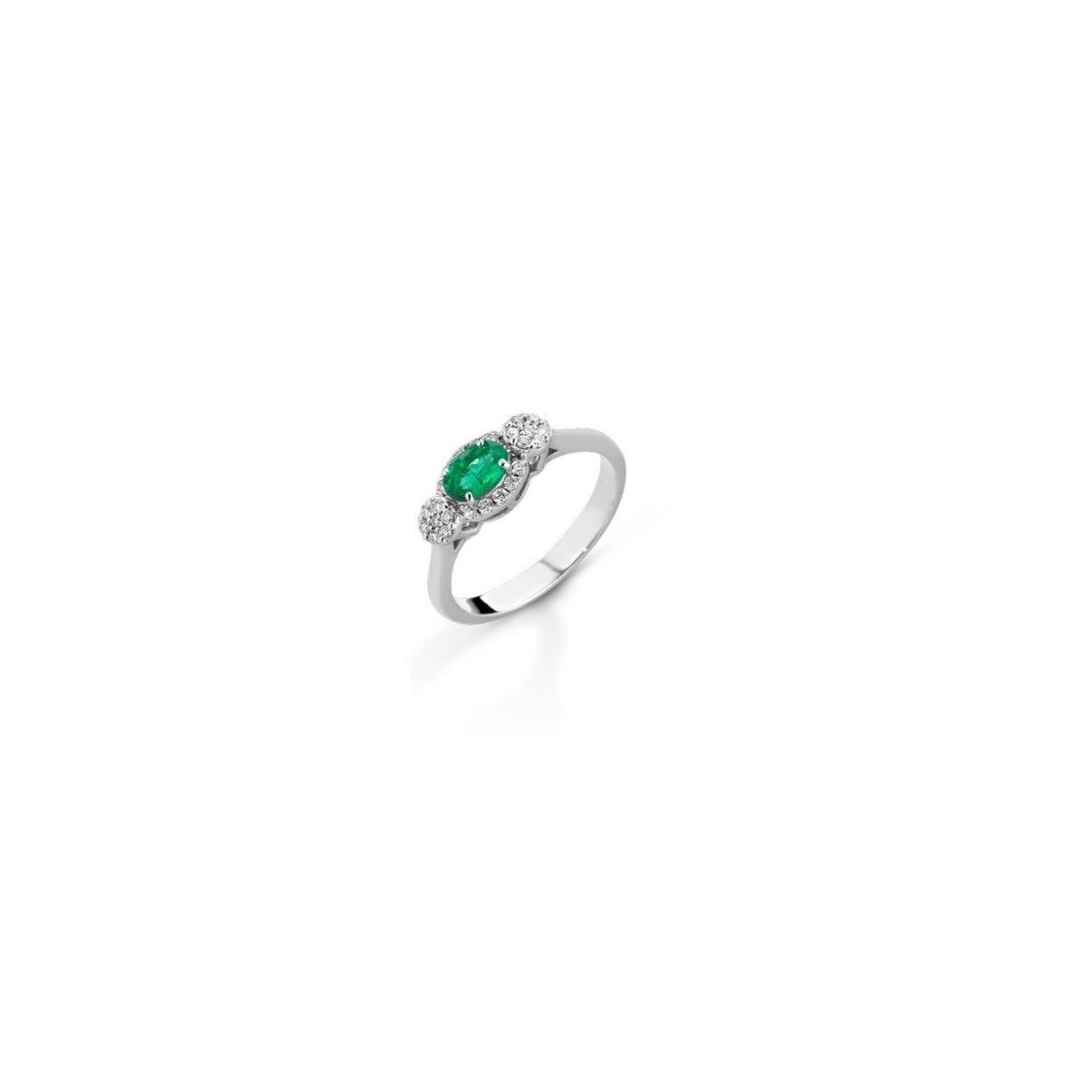Anello Smeraldo Ovale in Oro Bianco
