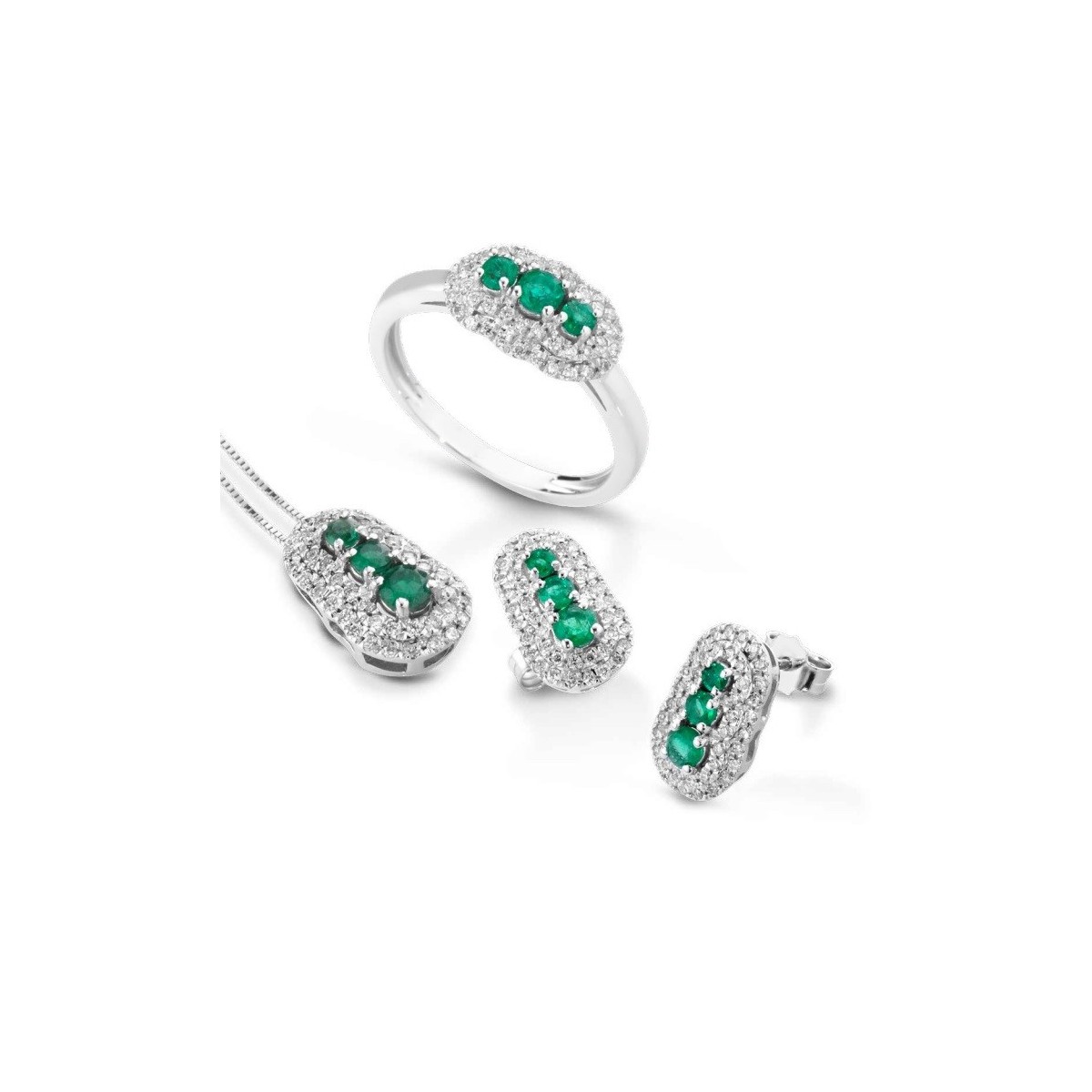 Parure Halo Smeraldi e Diamanti